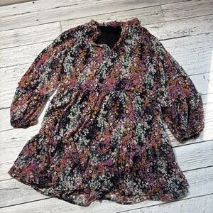 Vince Camuto Floral Dress Dress Womens Xsmall Tiered Boho Lined Long Sleeve New